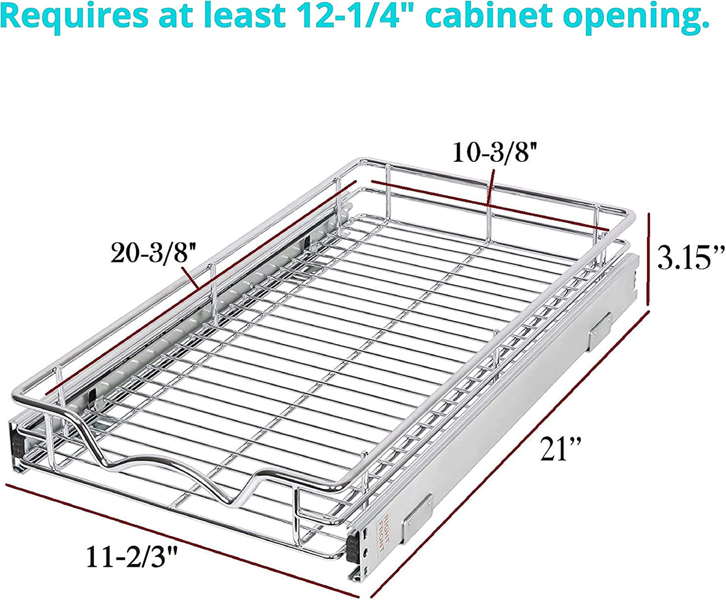 Hold N’ Storage Pull Out Cabinet Drawer Organizer Slide Out Shelves, -11”W x 21”D - Requires At Least a 12-1/4” Cabinet Opening - elpetersondesign