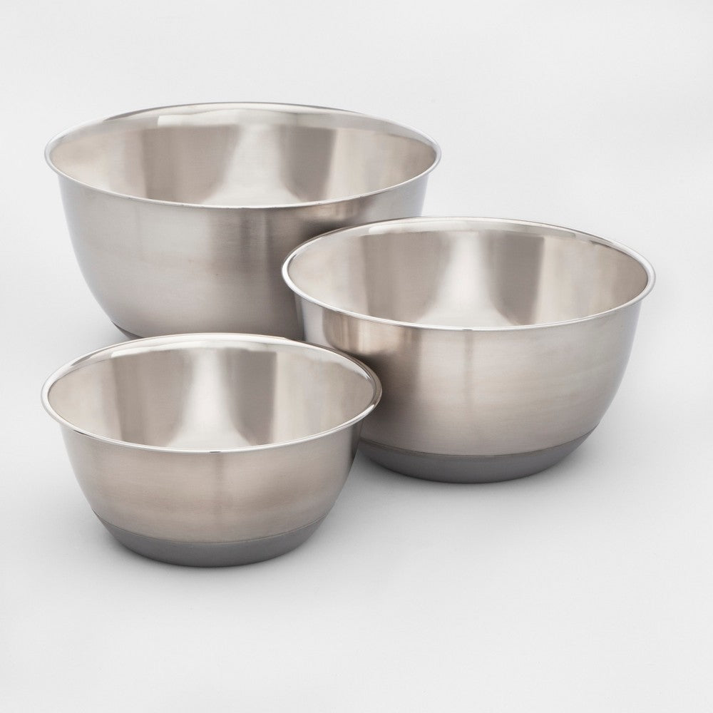 3pc Stainless Steel Non-Slip Mixing Bowls - Made By Design