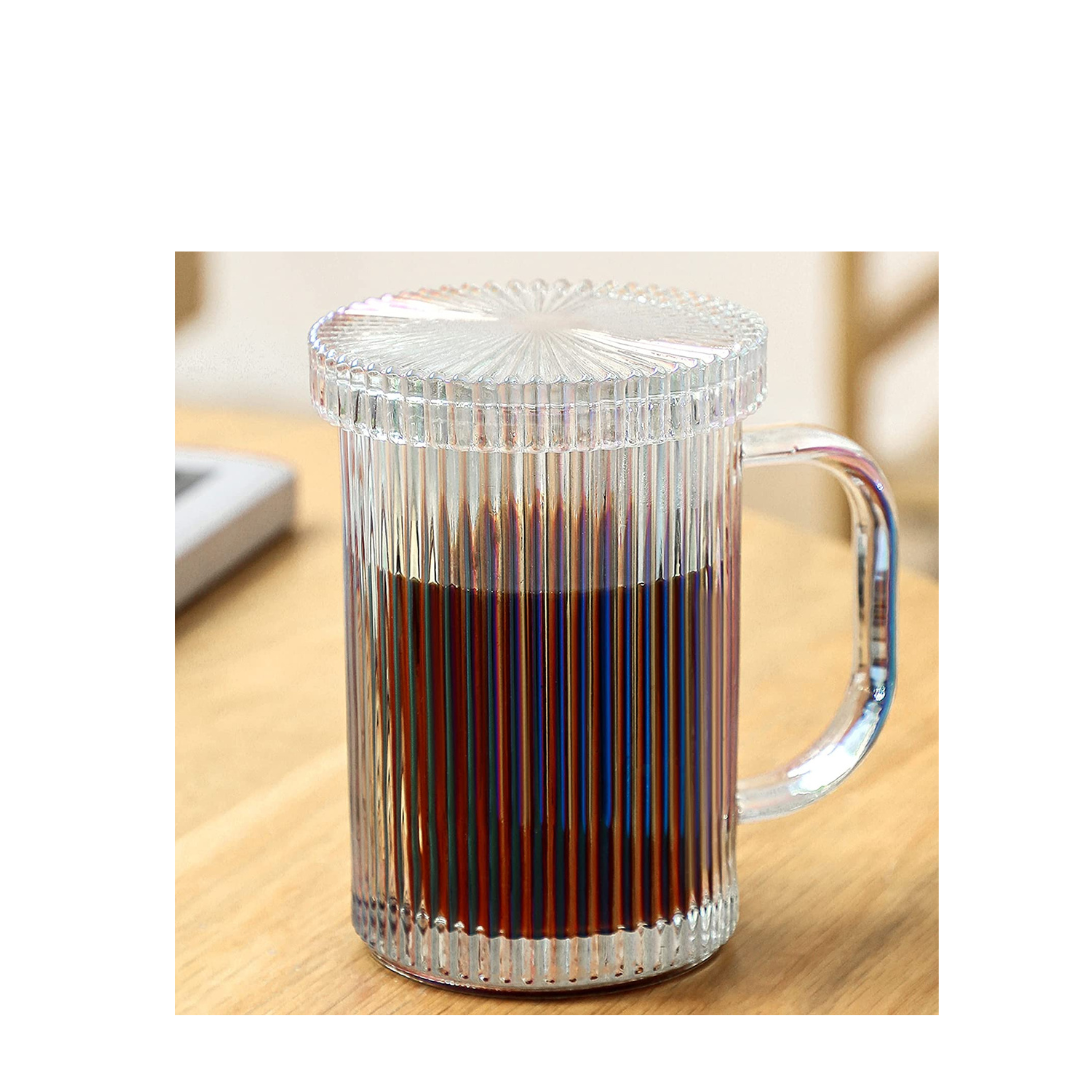 Crystal Clear Glass Coffee Mug With Cap - 11 oz