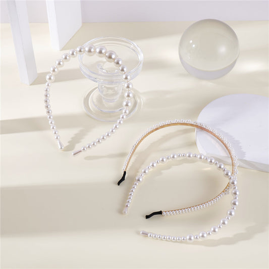 Pearls and White Rhinestones Headbands 3-Pc Set