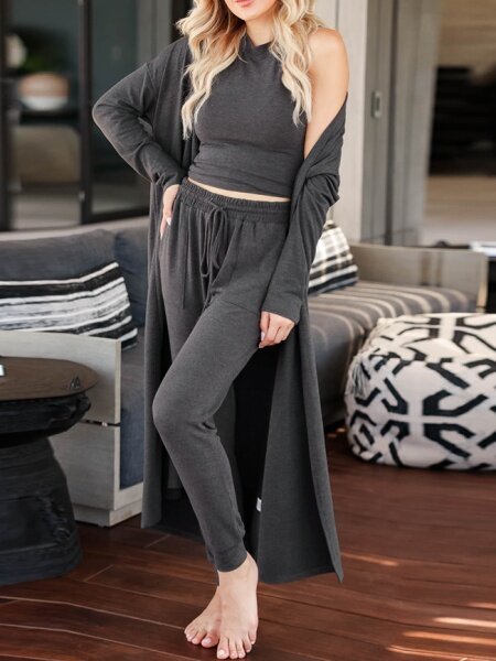 Knitted Vest + Trousers + Cardigan Three-Piece Set HFL4CZCS53